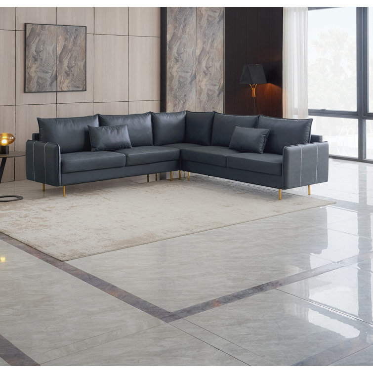 Everly Quinn Vegan Leather Sectional Wayfair